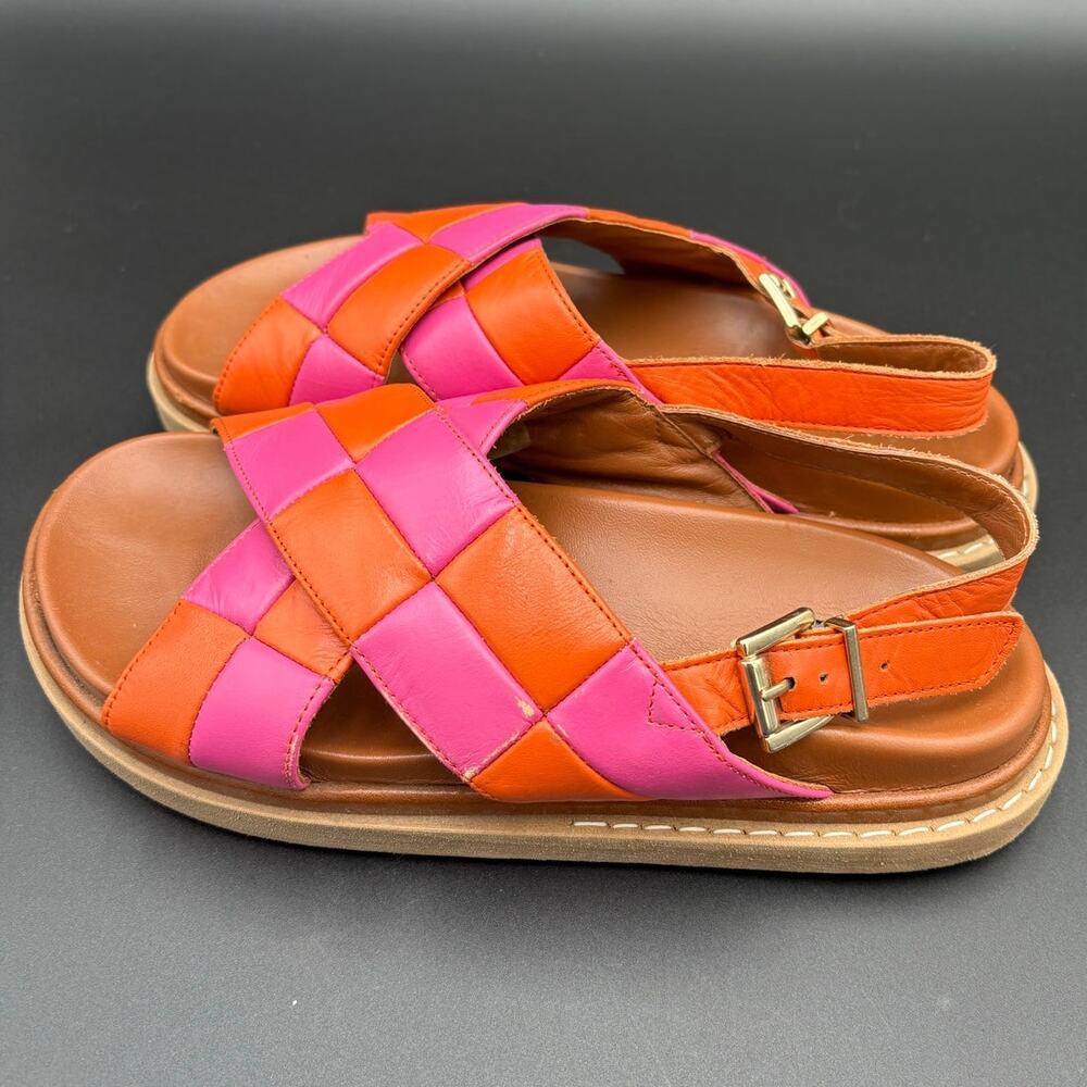 ALOHAS marshmallow scacchi leather sandals pomelo orange magenta woven 38 7.5 8 - Picture 4 of 11